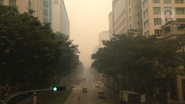 Photo of the Singapore haze on Friday, June 21, by Rappler/Rupert Ambil 