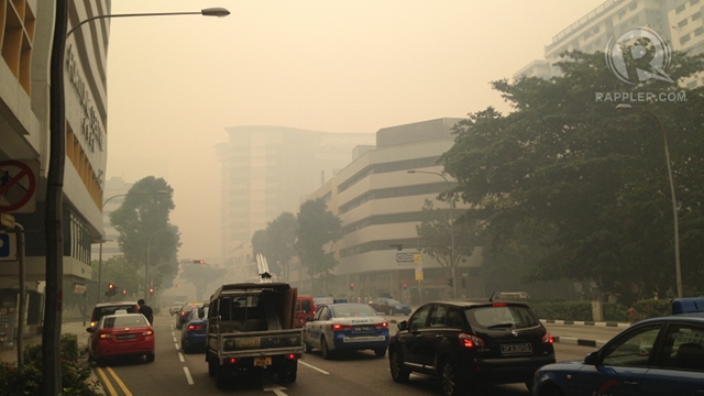Photo of the Singapore haze on Friday, June 21, by Rappler/Rupert Ambil 