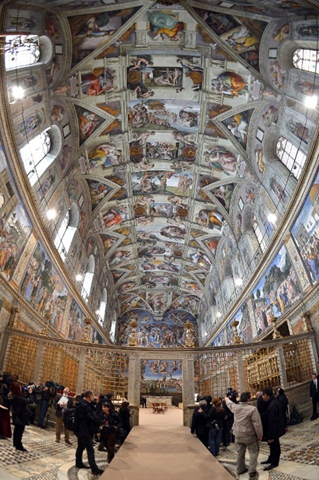 SISTINE CHAPEL. For good reason, Michelangelo's famous frescoes are among the best known images in western art. Today visitors in the Sistine Chapel continue to admire the artist's painful attention to anatomy, ability to freeze a dramatic moment and grand vision. Photo by AFP/Gabriel Bouys