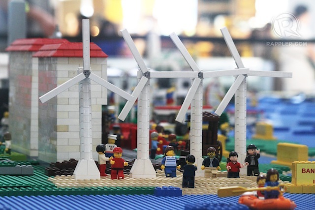 Bangui's windmills with the iconic LEGO people. Photo by Karlos Manlupig/Rappler