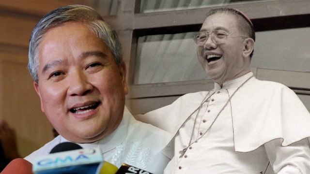 LIKE HIS MENTOR. Lingayen-Dagupan Archbishop Socrates Villegas is elected CBCP president like his mentor, the late Jaime Cardinal Sin. File photos by AFP/Jay Directo (Villegas) and Robyn Beck (Sin)