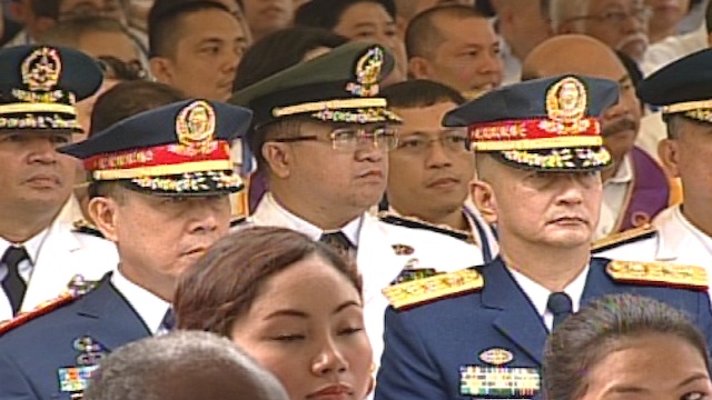 DEFENDING THE NATION. Members of the armed forces were present at the 115th Independence Day celebration with President Benigno Aquino III. Screenshot from Rappler's livestream