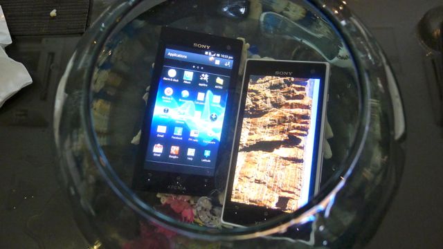 THE XPERIA SMARTPHONES take a dip. Photo by KC Calpo