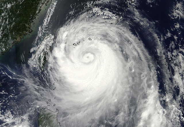 On July 12 at 05:05 UTC (1:05 a.m. EDT) the MODIS instrument aboard NASA’s Aqua satellite captured this stunning visible image of Tropical Typhoon Soulik approaching Taiwan. Photo courtesy of NASA Goddard MODIS Rapid Response