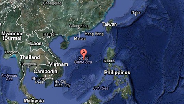 DISPUTED AREA. Google Maps image of the South China Sea