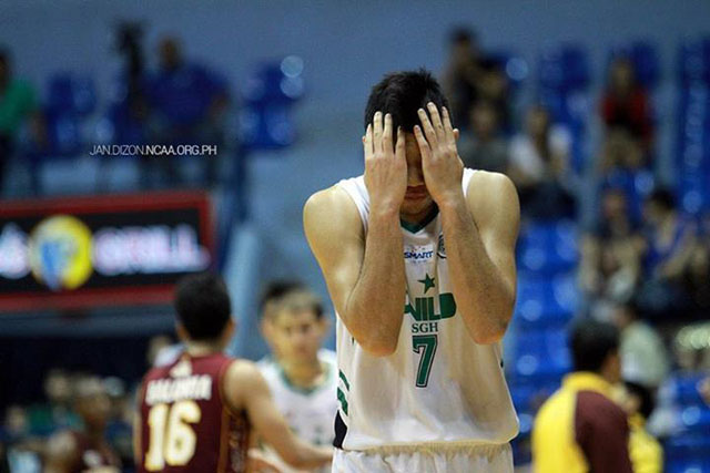 HEARTBREAKER. Romero and the Blazers fall to another sorry loss. Photo by NCAA.org.ph/Jan Dizon.