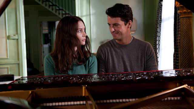 DUO TONES. Matthew Goode and Mia Wasikowska render a (Philip Glass-composed) piano piece for real