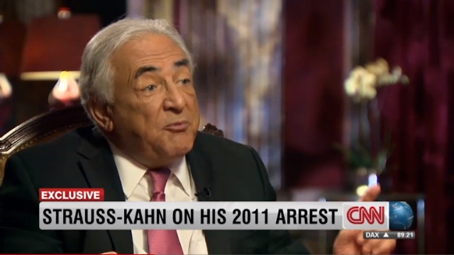 STILL ANGRY. Former International Monetary Fund (IMF) chief Dominique Strauss-Kahn speaks during an interview with CNN. Frame grab from CNN video