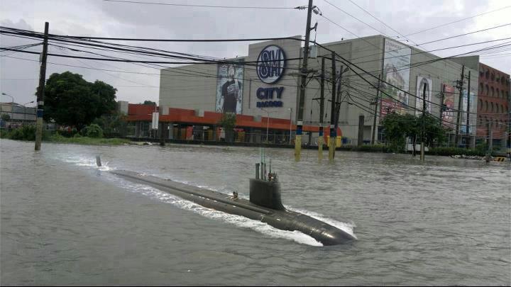 Submarine in the flood? Photo from Facebook