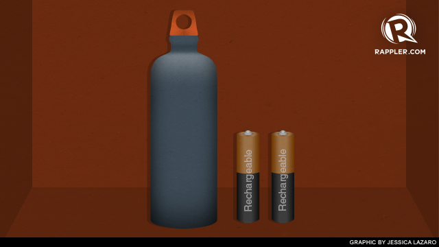 NO PLASTIC AND TOXIC WASTE, PLEASE. Bring your own water bottle and use rechargeable batteries. Graphic by Rappler