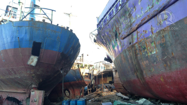 ODD. Beached ships from Haiyan in Barangay Anibong, Tacloban City are becoming a tourist destination.