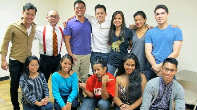 SPEAKING THE SAME LANGUAGE. The 'Tagalogue' ensemble includes (back, from left) Anton Briones, Philippe Garcesto, Randy Gener, Alfretz Costelo, Maria Gregorio, Leslie Espinosa, Robert Wolf; (front, from left) Jessica Abejar, Joelle Abejar, Andre Dimapilis, Precious Sipin and Julian Pormentilla. Photo from www.Tagalogue.com