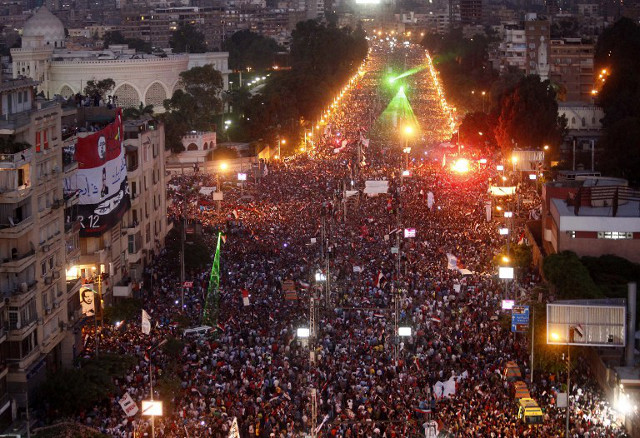 TAMAROD. Hundreds of thousands of Egyptian demonstrators gather outside the presidential palace in Cairo during a protest calling for the ouster of President Mohamed Morsi on June 30, 2013. AFP /Mahmud Khaled