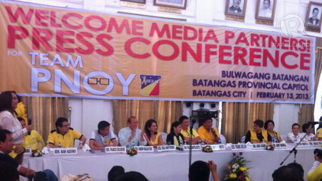 Team PNoy holds a press-conference in Batangas. Natashya Gutierrez.