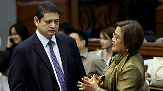 NO WITNESSES. Sen TG Guingona is in a foul mood because Justice Secretary Leila de Lima failed to bring whistleblowers with her to the Senate hearing on the pork barrel scam. Photo by Joseph Vidal/Senate PRIB 