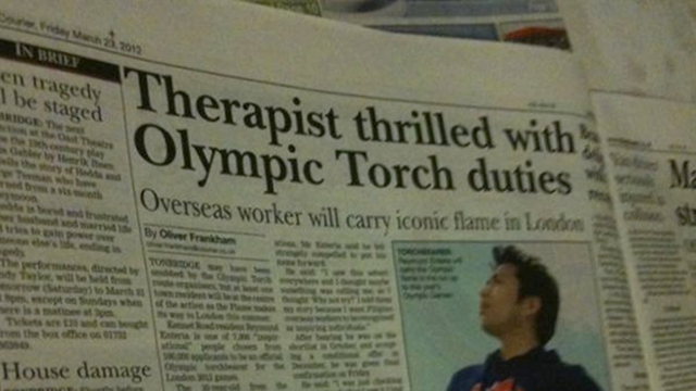MEDIA FEATURE. Filipino occupational therapist Reymund Enteria is featured in British media for his Olympic feat. Photo from Enteria's Twitter account