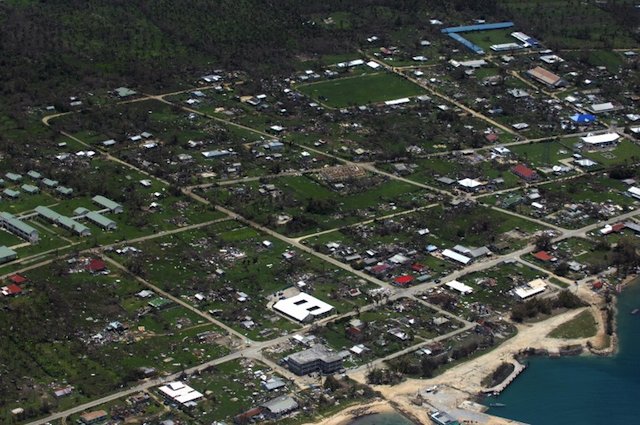 DESTRUCTION IN TONGA. This handout photograph provided by the Royal New Zealand Air Force (RNZAF) shows the destruction caused by a major cyclone on Foa Island in Tonga on January 12, 2014. RNZAF/AFP