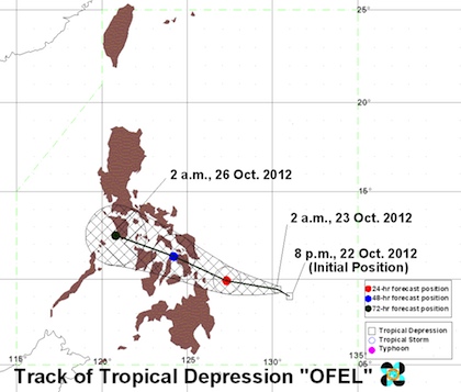 Track as of 2 am. Image courtesy of PAGASA