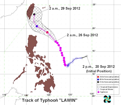 Typhoon track as of 2 am, 26 September. Image courtesy of PAGASA