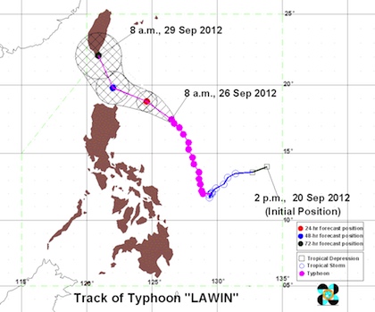 Typhoon track as of 8 am, 26 September. Image courtesy of PAGASA