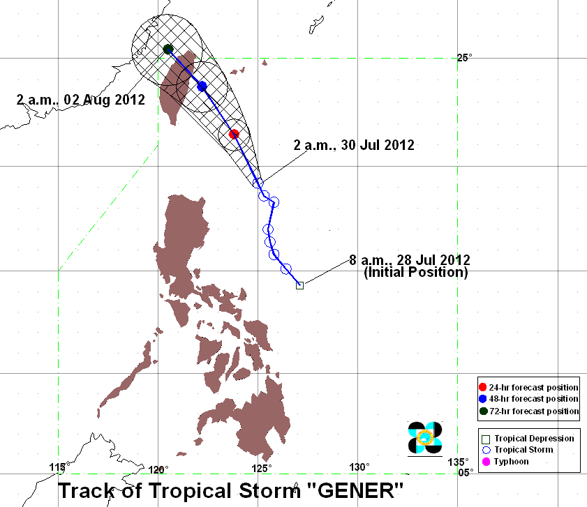 PAGASA Track as of 2 a.m., 30 July 2012