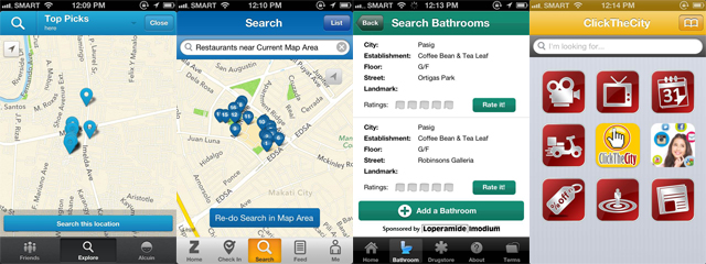 TRAFFIC APPS: Foursquare, Zodio, Toilet Tracker, Click The City.