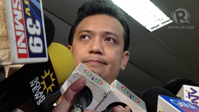 'ALL THEATRICS.' Sen Antonio Trillanes IV says he does not buy Enrile's resignation, calling it a move to preempt the change in leadership in the Senate. Photo by Rappler/Ayee Macaraig 