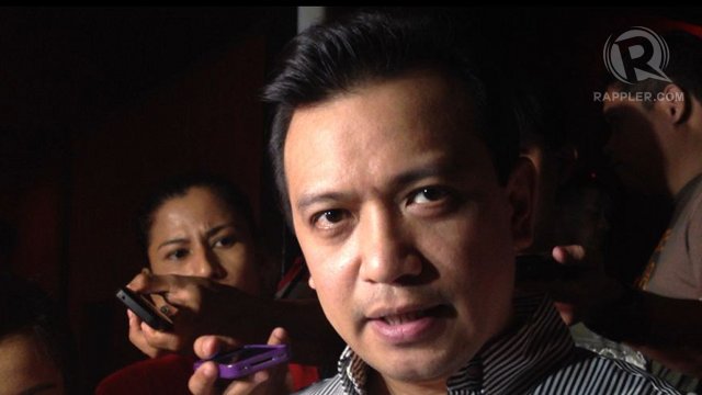 'BE CIRCUMSPECT.' Senator Antonio Trillanes IV said Senator Jinggoy Estrada should have been circumspect in realigning his PDAF, saying it was "shameless" for him to reallocate the money to Manila, where his father is mayor. Photo by Ayee Macaraig/Rappler 