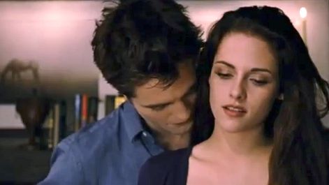 UNDEAD NEWLYWEDS. Robert Pattinson and Kristen Stewart in 'Twilight: Breaking Dawn' part 2. Screen grab from YouTube (ENTV)