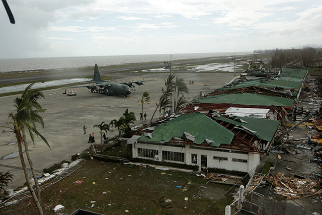 BADLY DAMAGED. What remains of the Tacloban city airport in Leyte after typhoon Yolanda/Haiyan pummeled the city. Photo by EPA/Francis Malasig