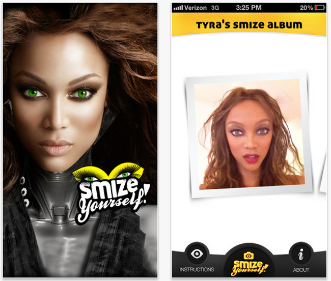 DO IT YOURSELF! 'Beauty is in the SMIZE of the beholder' says a post on Tyra Banks's Facebook page. Screen shot from iTunes