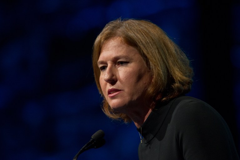 LIVNI SPEAKS. Israeli Justice Minister and chief negotiator with the Palestinians Tzipi Livni arrives to address the 4th National J Street Conference in Washington on September 28, 2013. AFP/Nicholas Kamm