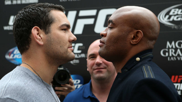 FACE-OFF. Chris Weidman face-to-face with Anderson Silva. File photo by EPA