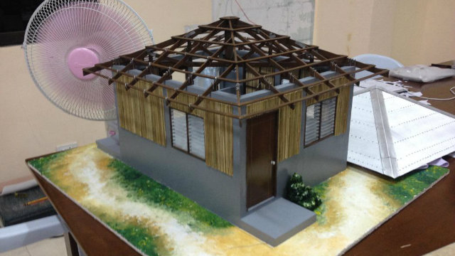 RESILIENT. Model corehouse showing what a resilient skeletal roof structure looks like before CGI sheets are installed. All photos from UN-Habitat Philippines