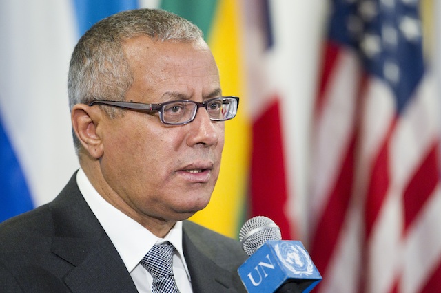 KIDNAPPED. In this photo, Ali Zeidan, Prime Minister of Libya, speaks to journalists at the United Nations headquarters in New York, 14 March 2013. UN Photo/Rick Bajornas