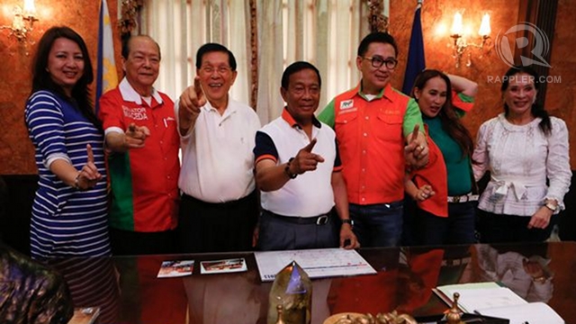 LOCAL BAILIWICKS. On the first week of the local campaign period, UNA will revisit the bailiwicks of its top leaders like Laguna for proclamation rallies of relatives and local allies. In Laguna, Estrada nephew Gov ER Ejercito (5th from left) is seeking reelection. File photo by Rappler/John Javellana