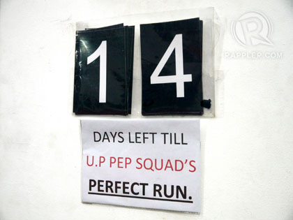 MOTIVATION. The number of hours that the University of the Philippines Pep Squad practice, increase the closer they get to the day of competition. Devon Wong.