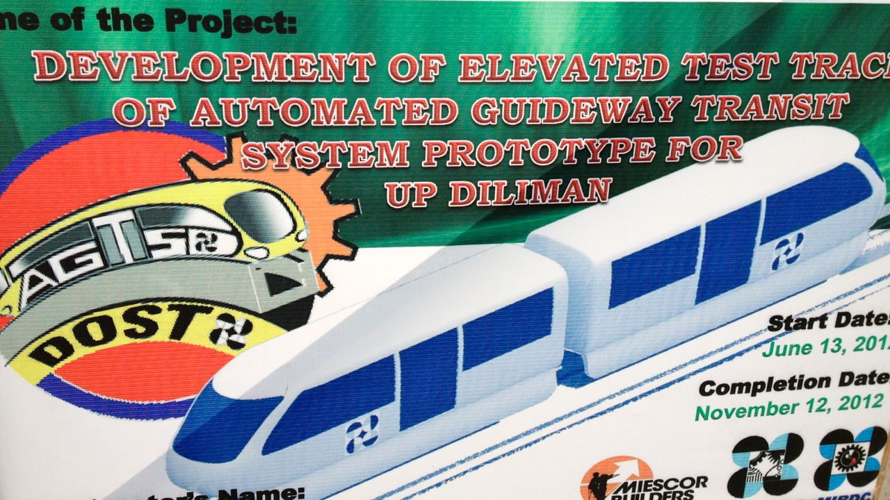 Poster of the Automated Guideway Transit project in UP Diliman