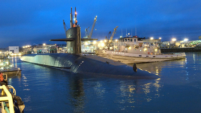 USS OHIO. The 560-foot long submarine docks in Subic. Photo from the US Defense Department