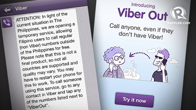 CALL YOUR FAMILY. Viber offers free calling services temporarily for Filipinos. Screen shots from Viber