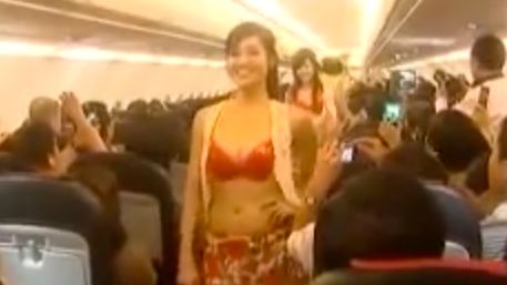 A SCREEN GRAB FROM a video taken inside the plane during the controversial dance number. From YouTube