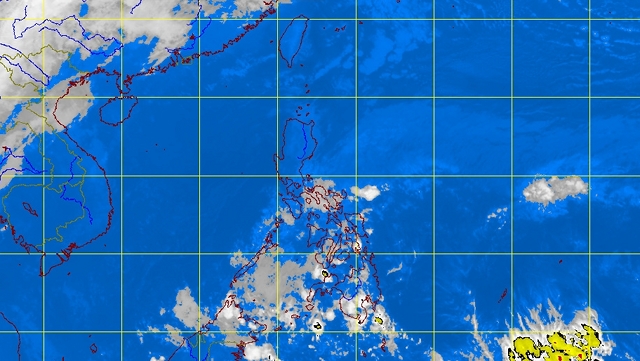 RAINY DAY. The state weather bureau says at least 9 cities will experience rain on Thursday. PAGASA satellite image as of 5:32 am