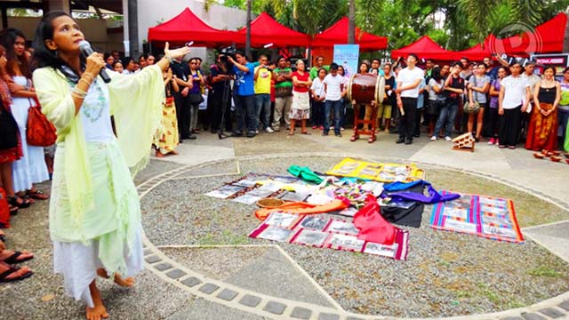 Leah Tolentino leads a breathing and peace meditation at the Earth Dance Festival, a global peace event also celebrated in the Philippines