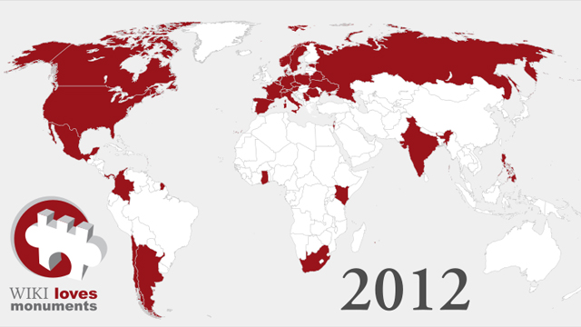 Map of countries participating in Wiki Loves Monuments 2012. Photo from www.wikilovesmonuments.org