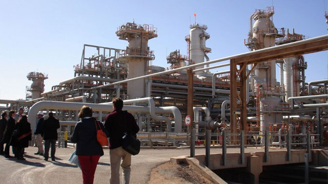 A picture taken on December 14, 2008 shows a foreign delegation visiting the Krechba gas treatment plant run by the Sonatrach, BP and Statoil, about 1,200 km (746 miles) south of Algiers. AFP PHOTO / STRINGER