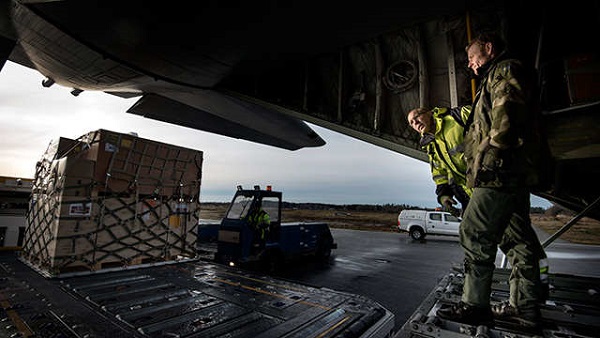 RELIEF READY. An airplane loaded with aid from the Swedish Civil Contingencies Agency in support of UN relief work, after Typhoon Haiyan struck the Philippines. Photo by EPA/PER KNUTSSON