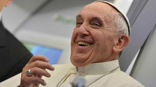 HUMBLE PERSONAL STYLE. Pope Francis holds a presscon on the flight back to Italy from Brazil. EPA/Luca Zennaro/Pool