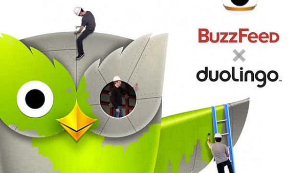 CROWDSOURCED. BuzzFeed and Duolingo join forces to provide translated content. Owl image from Duolingo.com