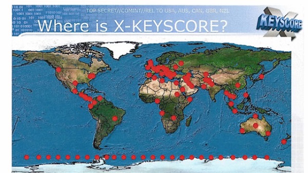 XKEYSCORE MAPPED. XKeyScore reportedly covers nearly everything a person can do online. Screen shot from The Guardian