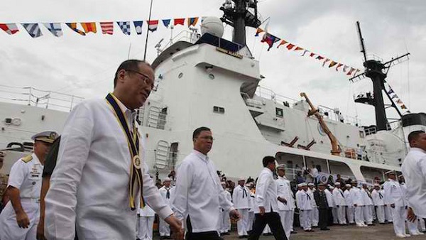 NEW SHIP. President Aquino in Subic.